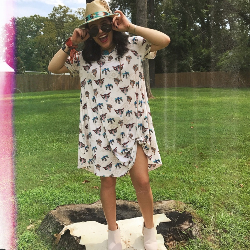 Sugar Cow Skull & Cactus Southwestern Dress